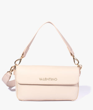 Valentino Bags Alexia Ecru Logo Strap Shoulder Bag