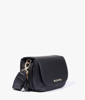 Arepa flap front crossbody in black