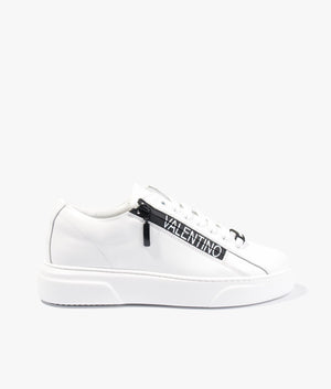 Court zip sneakers in white & black