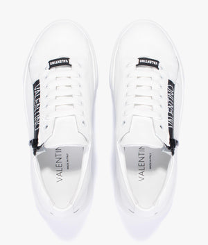 Court zip sneakers in white & black