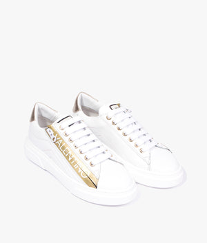 Stan lace up sneaker in white & gold