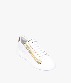Stan lace up sneaker in white & gold
