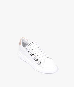 Stan lace up sneaker in white & nude
