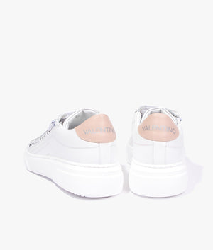 Stan lace up sneaker in white & nude