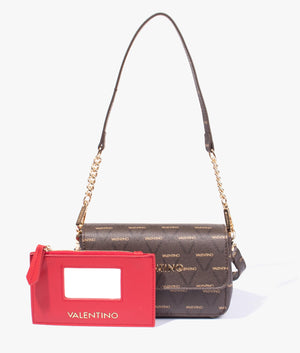 Champagne crossbody in brown & red