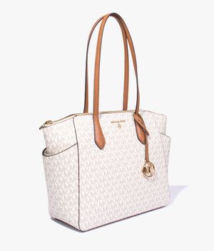 Marilyn MK logo tote in vanilla & acorn