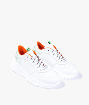 Leather runners in white & green