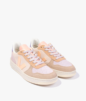 V-10 Suede trainer in multi peach