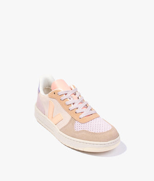 V-10 Suede trainer in multi peach
