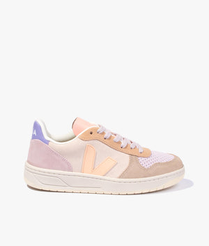 V-10 Suede trainer in multi peach