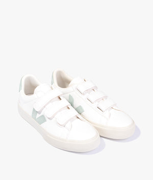 Recife logo chromefree leather trainer in extra white & matcha